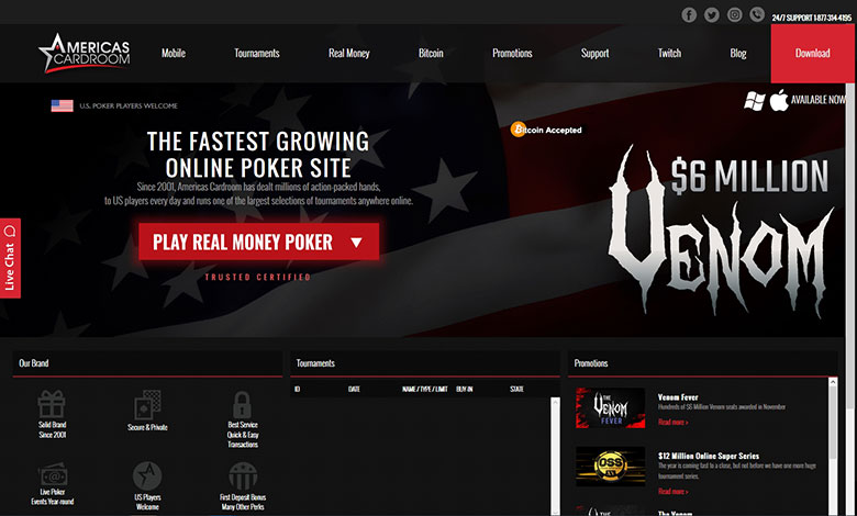 the official site of the poker room Americas Cardrooms